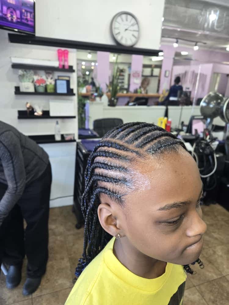 Kids' cornrows by Akwaba Hair Braiding