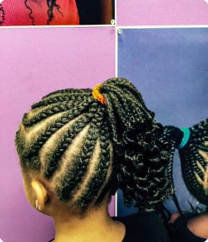 Kids' cornrows by Akwaba Hair Braiding