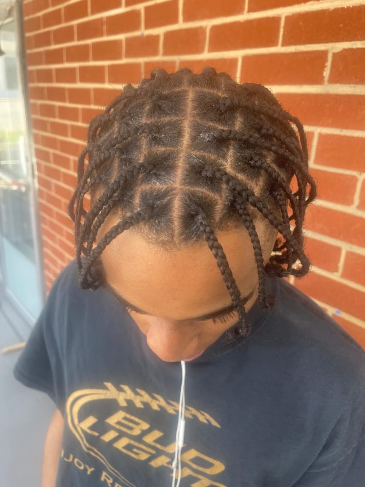 Men's box braids by Akwaba Hair Braiding