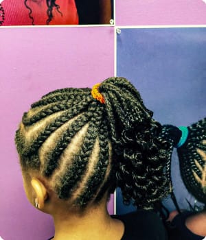 Kids' cornrows by Akwaba Hair Braiding