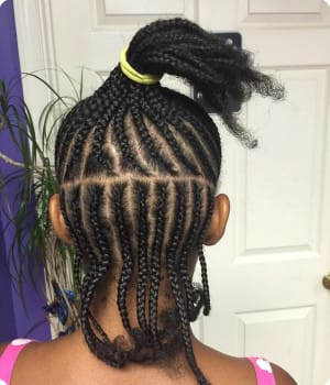 Kids' cornrows by Akwaba Hair Braiding