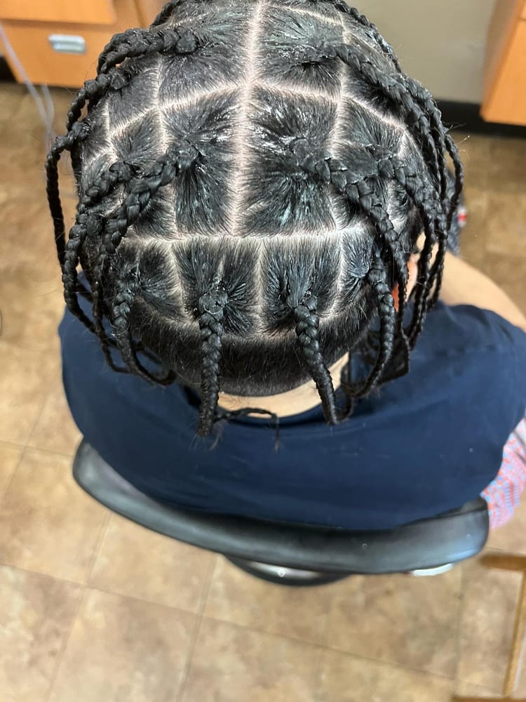 Men's box braids by Akwaba Hair Braiding